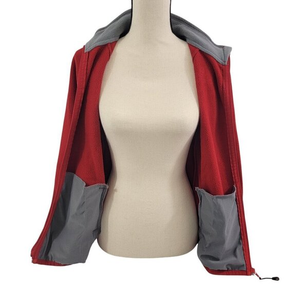 Fuda Women’s Red Fleece Floral Impressed Full Zip Jacket – Size Small - Picture 10 of 16